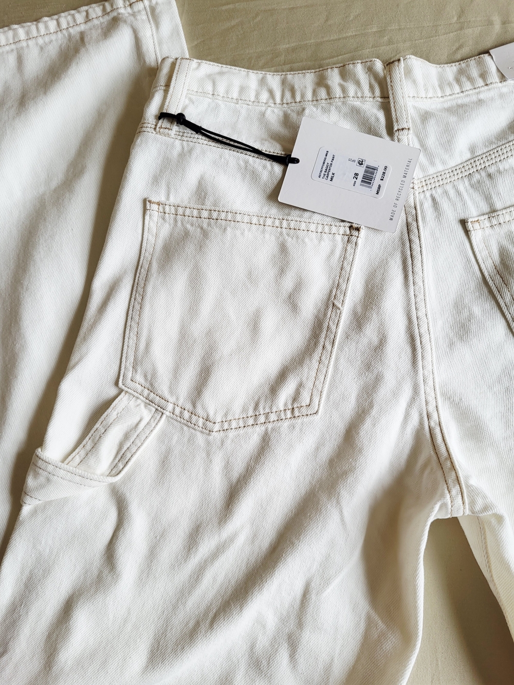 NWT Joe's Jeans The Baggy Carpenter Pant Sz 28 Milk Off White Wide Straight $228 - Picture 5 of 12